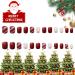 24 Pcs Wine Red Elk Christmas Day False Nails - Full Cover Square Stick on Nails with Glue for Women and Girls Nail Art - Buy Online on GoSupps.com