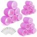 Aulese 30 pieces of curlers set curly winder Large curls without heat self-adhering prisoner with hair clips hair winders for curls and professional hair styling Velcro winders Flexi rod pink