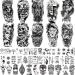 BUXIUGAN Temporary Tattoos 50 Sheets fake tattoos for Men Women Adults 10 Large 3D Realistic Half Sleeve Temporary Tattoos 40 Tiny Prisoner Tattoos With Skull Skeleton Animals Faux Tattoos Stickers (A)