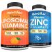 Nutrivein Premium Liposomal Vitamin C Capsules & Zinc Gluconate Supplements Bundle: High Absorption Zinc Gluconate + Liposomal Vitamin C Supplement Pair for Whole-Body Wellness, Defenses, & Vitality