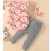 Koonde Baby Girl Clothes Set | 3-piece Outfit (Romper, Trouser & Headband) | Newborn to 24 Months | 3-6 Months | Peach + Blue - Buy Online on GoSupps.com