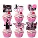 18pcs Pink Glitter Dessert Cupcake Topper Congrats Class of 2024 Theme Decorations Girls College Graduation Party Decor Supplies