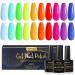 INPING Neon Gel Nail Polish 10 Colors UV Gel Nail Polish Set Bright Neon Lemon Yellow Blue Lime Orange Red Spring Summer Pink Rainbow Nail Varnish Soak Off UV LED for DIY Nail Art Salon 8ml