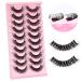 10 Pairs D Curl Mink False Eyelashes | Wispy Fluffy Volume Russian Lashes | 3D Effect | Cat Eye Extension Look | A-16mm - Buy Online on GoSupps.com