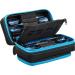 Casemaster Plazma Pro, 6 Dart Case for Soft and Steel Tip Darts, Features Large Front Mobile Device Pocket, Built-In Storage Tubes and Pockets for Flights, Tips, Shafts, and Personal Items Blue Trim