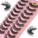 False Eyelashes Russian Strip Lashes 10 Pairs Reusable Natural Look 7D Faux Mink Lashes Fluffy Volume Wispy Fake Eyelashes Handmade Thick Soft Long Dramatic Eyelashes for Makeup (7D24)
