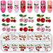 Kalolary 48Pcs Cherry Nail Rhinestones 3D Cherry Charm Red Pink Fruit Diamond Crystal Nail Studs Alloy Nail Gems for Women Nail Art Decoration Red+Pink