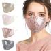 Sparkly Bling Sequin Face Mask for Women Glitter Reusable Breathable Adjustable Washable Cloth Cotton Fashionable Fancy Pink Grey Female Lady Adult Fashion Pretty Facemask Madks Pink//White/Grey/Gold