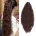 24 Inch Claw On Ponytail Extensions Soft Curly Ponytail Hair Extension Corn Wave Tails Hairpieces Synthetic For Women Ladies Medium Brown
