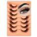 False Lashes Fox Eye Lashes Natural Look Mink Fluffy Fake Eyelashes Wispy 3D Volume Cat-eye Lashes Extension Strip Curly Natural Lashes Pack by GVEFETIEE 7 Pairs A- Natural
