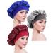 Blulu 3 Pieces Sleep Cap Satin Bonnet Night Head Cover Sleeping Soft Hair Turbans for Women and Girls (Silver Wine red Royal Blue)