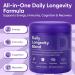 Daily Longevity Blend Supplement Supports Energy Levels Healthy Weight Immunity&Cognition 18-Ingredient Whole-Body Formula Pterostilbene Glycine Hyaluronic Acid L-Theanine 180g (6.35 oz) (1) - Buy Online on GoSupps.com