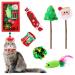 VavoPaw Christmas Stocking Cat Toys, X-mas Santa Interactive Cat Toys with Santa Claus, Cat Teaser Wand, Plush Rat Ball Gingerbread Man Toy for Cat Kitten Kitty Santa Stick + Xmas Tree Stick