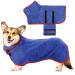 Jostift Dogenbadema made of microfiber absorbent dog bathrobe dog bemper coat quickly drying bath towel with adjustable straps for large means and small dogs (blue-s) small