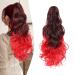 Gairyan 50cm ponytail hair part braid extensions long curly claw clip in ponytail extensions synthetic hair extensions wavy hair part hair extension for women (black ombre red) 50 cm black ombre red
