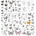 15 sheets Butterfly Flower Temporary Tattoos 100pcs Waterproof Fake Tattoos Stickers for Women Girls Party Birthday