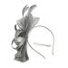 Ladies Large Feather Aliceband/Clip Fascinator for Weddings Races Royal Ascot Hair Piece Silver