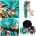 2Pcs XL Satin Bonnet Set for Sleeping | Soft & Comfortable Hair Bonnets for Women | Black+Indigo Pattern - Buy Online on GoSupps.com