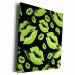 3dRose Museum Grade Canvas Wrap - Two Kisses Collided Lip Smacking Lime Colored Lips Pattern Pattern - Lipstick Kisses