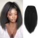 Allyreetress Yaki Drawstring Ponytail Extension for Black Women Highlight Kinky Staight Up Down Pony Tail Synthetic Hair Extensions 16 Inches 2 Clip in (1B Black) 16 inches 1B#