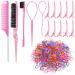JOELELI 1000pcs Mini Hair Rubber Bands with Topsy Tail Hair Tools  Elastic Rubber Bands  10pcs Hair Clips  3pcs Hair Brush  2pcs Topsy Tail Hair Tool  Hair Styling Braiding Accessories for Kids Women