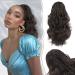 Sofeiyan Ponytail Extension Claw Clip in Ponytail Hair Extensions 13 Inch Curly Pony Tail Extension Natural Wave Synthetic Clip in Hairpiece for Women Darkest Brown Tend to Black