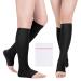 Open Toe Medical Compression Socks for Women & Men Flight Running Pregnancy Travel Work Varicose Veins S/M/L/XL/XXL (1 & 2 Pair) with Laundry Bag XXL - Single Pair Black