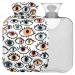 Naanle colored eyes hot water bottle with cover heat and cold therapy transparent hot water bottle 2 l of warm steward for bed hand feet warmer pain relief