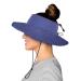 BOONIEVISOR Topless Sun Hat Wide Brim for Ponytail  Curly Hair  Messy Bun  Dreadlocks UPF 50 Outdoor Hat Navy