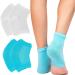 Moisturizing Socks Gel Heel Socks Toe Open Socks Relieve Heel Pain Comfortable Soft Vented Moisturizing Socks Suitable for Male and Female Day Night Care Skin Dry Cracked High Heel 2 Pairs White & Blue