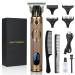 URAQT Hair Clippers for Men Cordless Clippers Electric Hair Trimmer Beard Trimmer Detail Beard Shaver Precision T-Blade Trimmer Grooming Cutting Kit with 3 Guide Combs and 2 Hair Combs (Gold)
