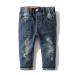 KIDSCOOL SPACE Baby Girl Boy Slim Jeans Little Kid Elastic Band Inside Ripped Denim Pants 4-5 Years Slim Blue-6502#