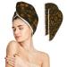 RIFYRI Microfiber Hair Towel Wrap for All Hair Style 2 Pack Quick Drying Hair Turban for Women Men and Kids (Deep Forest Floret)