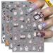 5D Halloween Nail Stickers 4 Sheets 5D Self-Adhesive Embossed Pink Nail Decal Ghost Pumpkin Nail Art Decoration Design Supplies