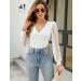 Fayenne Womens Tops Deep V Neck Cross Wrap Sexy Tops Polka Dot Mesh Long Sleeve T Shirt Casual Blouses L White - Buy Online on GoSupps.com