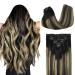 Doores clip in extensions real hair balayage natural black to light blond 60cm 24 inch 7 pieces 120g remy hair extension real hair straight extensions real hair natural real hair extensions 60cm-12m-12m-12m-12m-12m/16/1b balayage natural black to light bl