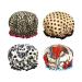 WishLotus Shower Cap Printed Thick Double-Layer Waterproof and Reusable Shower Caps 4-Pack Satin Bonnet Sleep Bonnet Cap for Long Hair Women (4-pack)