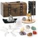 Soulnioi Healing Crystals Stones Set with Box: 7 Chakra Tumble Stones 7 White Crystal Wands Tarot Cloth Pyramid Energy Generator White Crystal for Biginners Meditation Spiritual Healing (24pcs) A-white Crystal