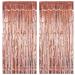 Fecedy 2pcs 3ft x 8.3ft Rose Gold Metallic Tinsel Foil Fringe Curtains Photo Booth Props for Birthday Wedding Engagement Bridal Shower Baby Shower Bachelorette Holiday Celebration Party Decorations