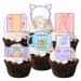 Gaming Cupcake Toppers Edible Gamer Girl Cake Decorations #2 Edible Video Game Party Decorations Pink Gaming Controller Cake Toppers Cute Game Console Cupcake Toppers Purple Switch (Precut 24) 24 Precut
