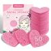 Women 50-Count Compressed Cellulose Heart Shape Face Facial Sponges 100% Natural Cosmetic Sponges for Facial Cleansing Exfoliating Mask Skin Massage ((Pink)50 Count)