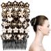 Amaxiu 7pcs Rhinestone Hair Comb French Twist Flower Hair Combs Acrylic Diamond Hair Slides Plastic 16 Teeth Fancy Side Combs Wedding Bridal Jewelry Hair Clips Hair Accessories for Women Girls