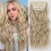 XIXIBI Clip in Long Wavy Hair Extension 20 Inch Ash Blonde Hair Extensions 4PCS Synthetic Clip in Hair Extensions Double Weft Thick Full Head Hairpieces for Women Girls