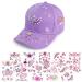 AOMIG DIY Baseball cap adjustable baseball cap craft set children girls with 10 PCs glitter stones self-adhesive baseball cap sun hat gifts for girls 4 5 6 7 8 9 11 years (purple) 55-62 purple+10 diamond