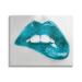 Stupell Industries Modern Blue Fashion Lip Bite Feminine Glam Photography Designed by Sarah McGuire Canvas Wall Art 20 x 16 Silver