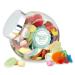 Great joy - pretty filled slanted neck glass with colorful candy mix