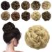 Sofeiyan hair part hair tie updos Unordered ponytail chignon wavy untidy chignon hairstyles hair extensions for women ashblond & blonde blonde 40g ashblond & bleaching blonde