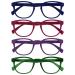 Opulize pop reading glasses 4 Pack Keck round matt frame spring hinges scratch festival men women rrr2-1367 blue pink purple green +3.00 dioptria (4 Pack) bundle with reading glasses RRR4-17Z +3.00