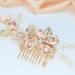 Wedding Hair Accessories Fanvoes Hair Pieces Comb for Bride Bridal - Gold Headpiece Barrette w/Handmade Pink Flower Ivory Pearl Rhinestone - Buy Online on GoSupps.com