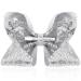 Sibba 8 Inch Sequin Hair Bow Clip for Girls and Women - Silver Glitter Oversized Barrette for Pigtail Hairstyles - Sweet Accessory - Buy Online on GoSupps.com